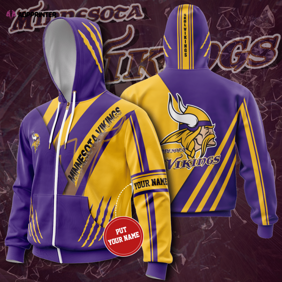 Personalized Minnesota Vikings Zip-Up Hoodie, Gift For Men And Women