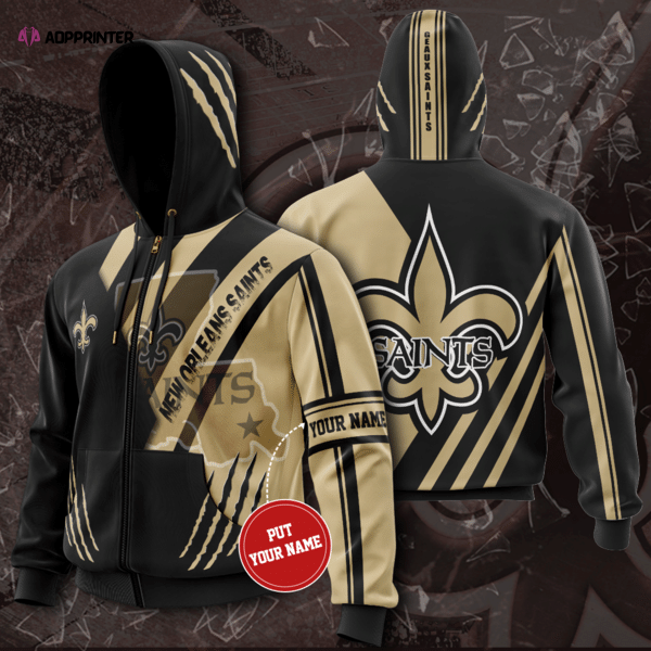 Personalized New Orleans Saints Zip-Up Hoodie, For Men And Women