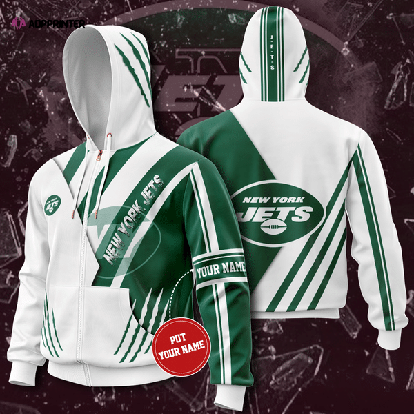 Personalized New York Jets Zip-Up Hoodie, For Men And Women