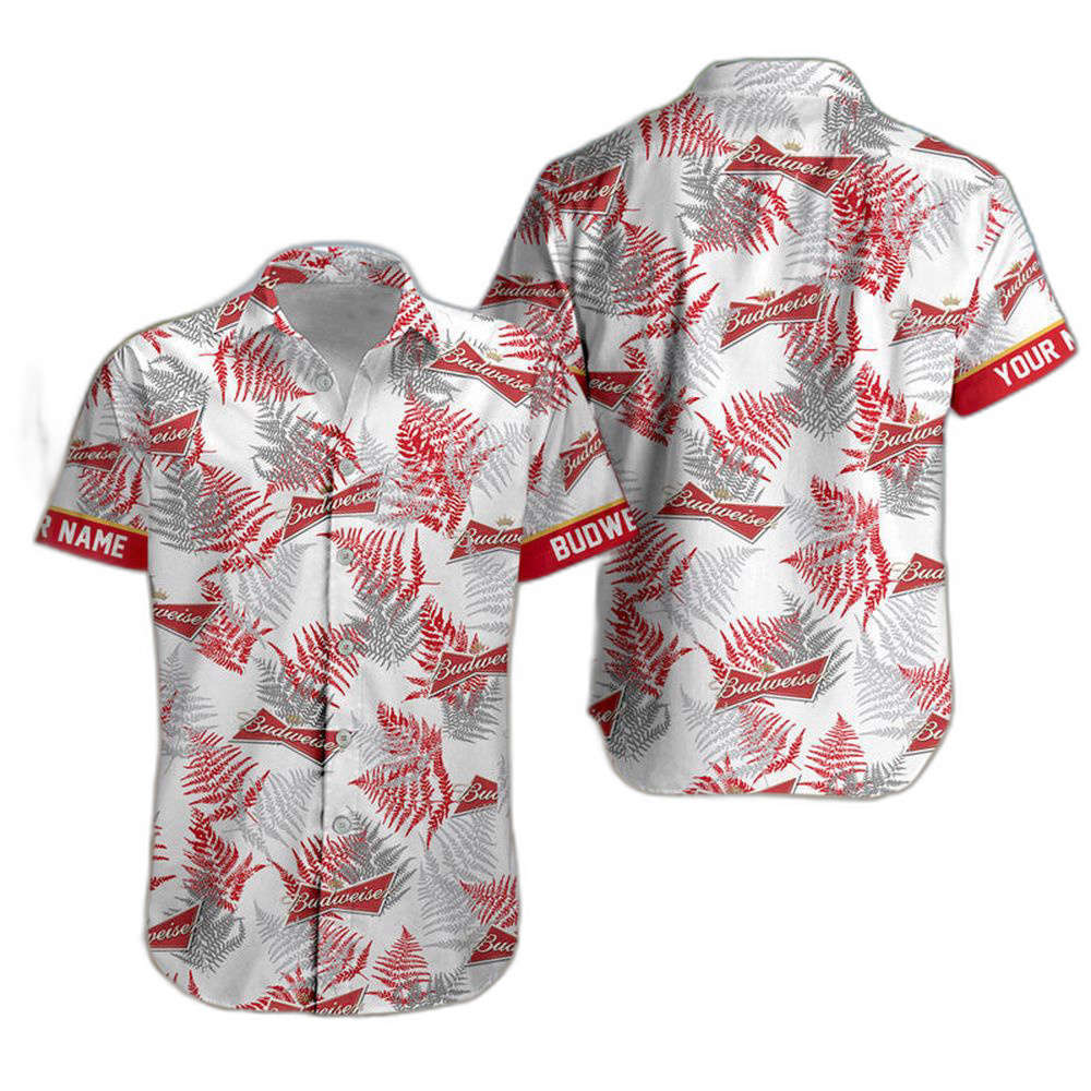 Personalized Tropical Basic Budweiser Beer Hawaiian Shirt For Men Women