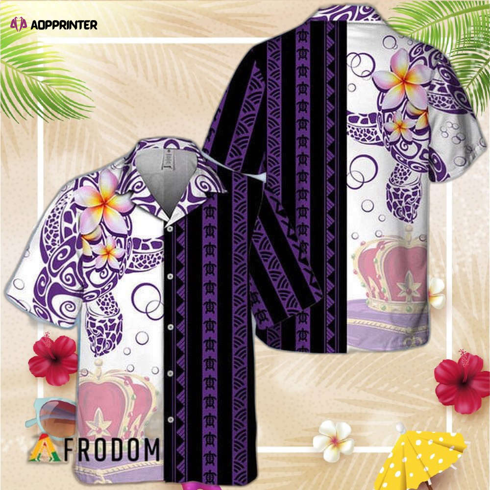 Polynesian Blend Ocean Turtle Crown Royal Hawaiian Shirt For Men Women