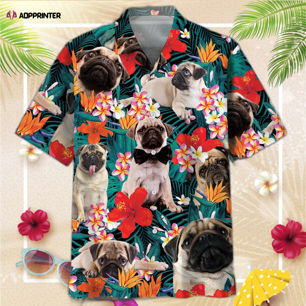 Pug Floral Hawaiian Shirt, Gift For Men Women