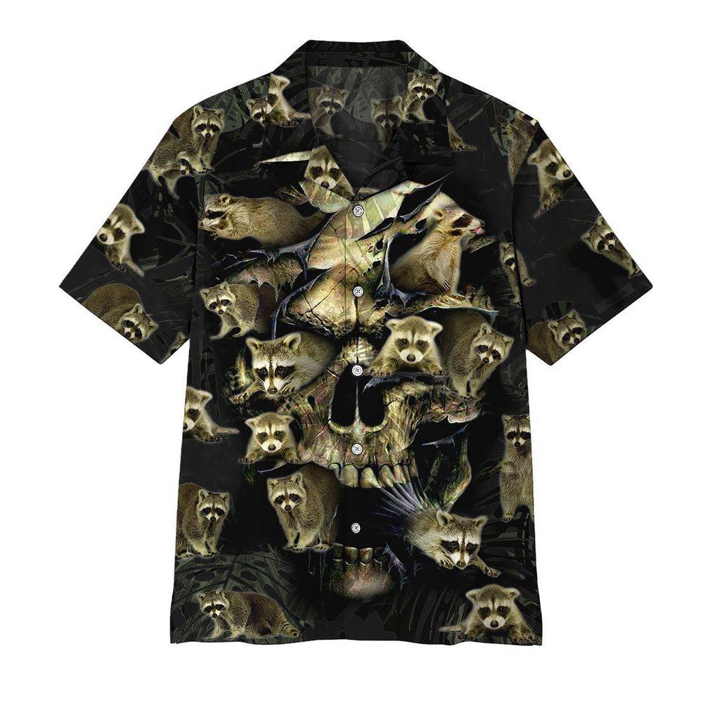 Raccoon Skull Custom Hawaiian Shirt, Gift For Men And Women