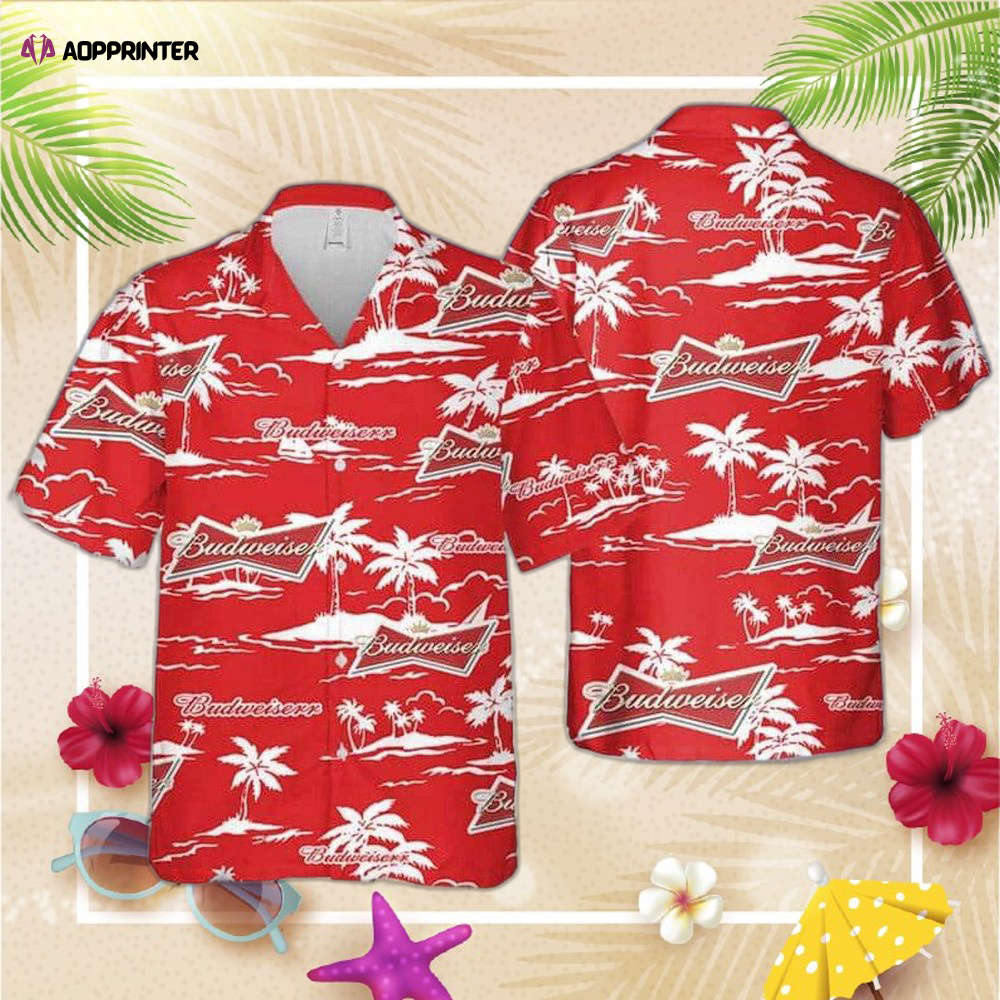 Red Aloha Budweiser Beer Hawaiian Shirt For Men And Women Beach Pattern