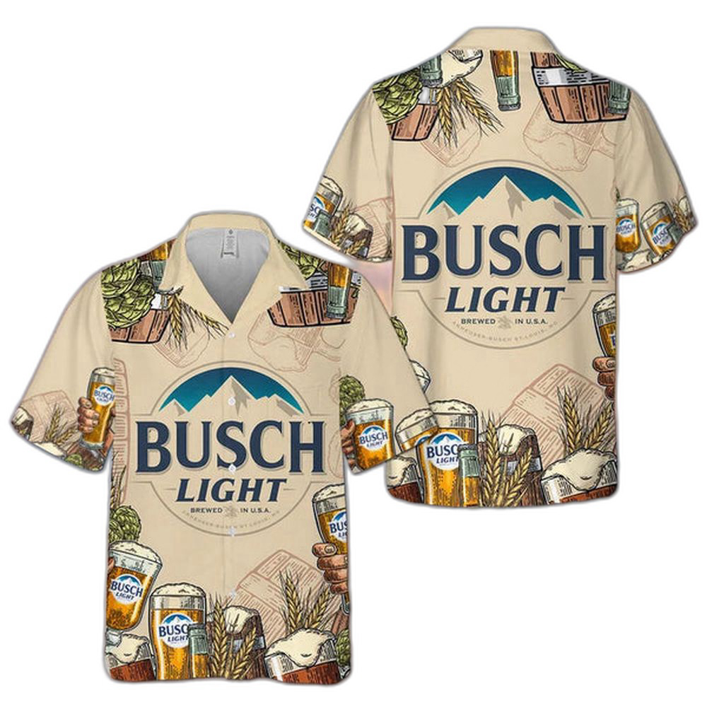 Retro Brewing Beer Busch Light Hawaiian Shirt For Men Women