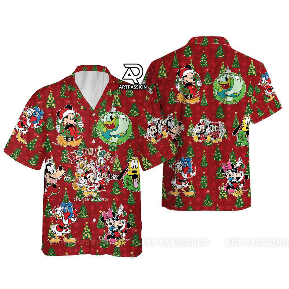 Retro Disneyland Christmas Hawaiian Shirt, Mickey and Friends Christmas, For Men Women