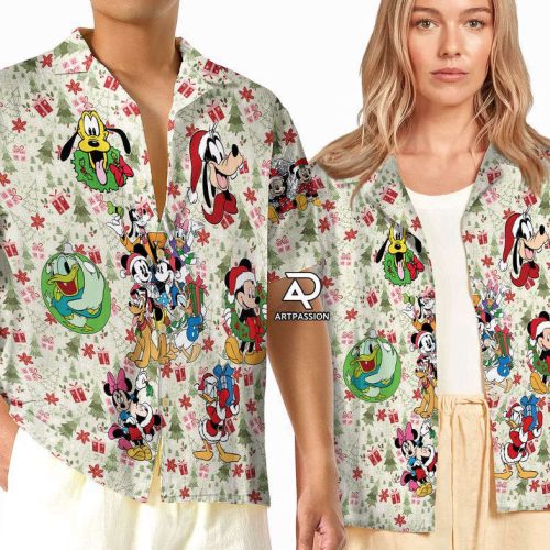 Retro Mickey Mouse Christmas Hawaiian Shirt, Xmas Holiday Disney