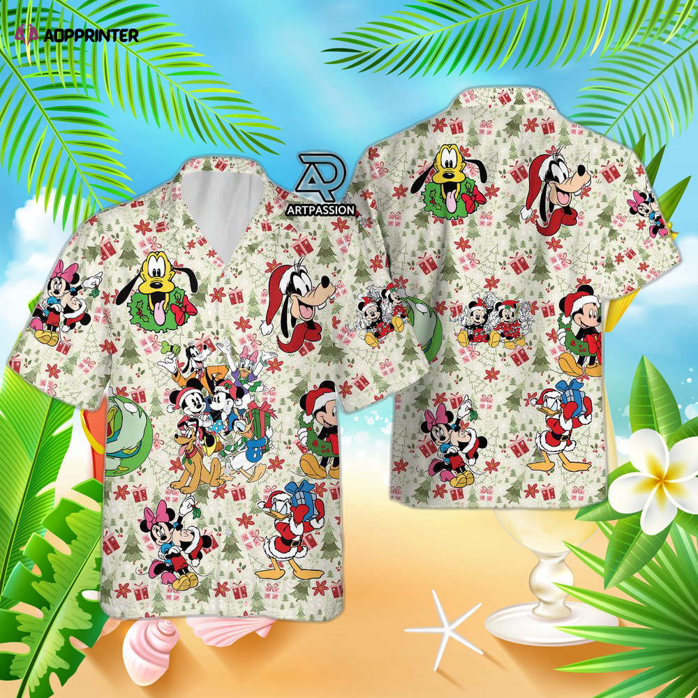 Christmas Leaves Disney Hawaiian Shirt, Mickey Minnie Mouse Hawaii Shirt, For Men Women