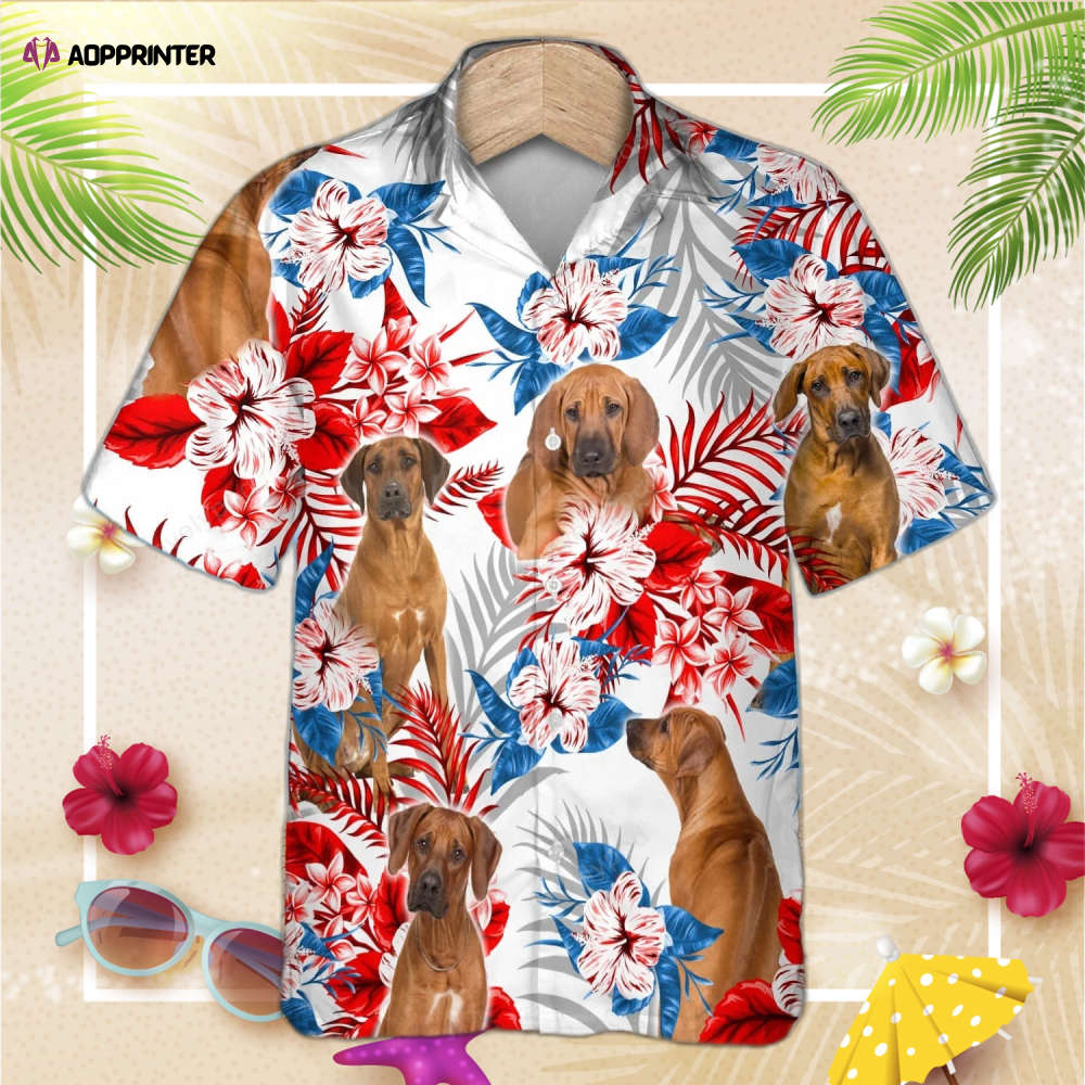 Rhodesian Ridgeback Flower American Hawaiian Shirt, Summer Aloha Shirt, For Men Women