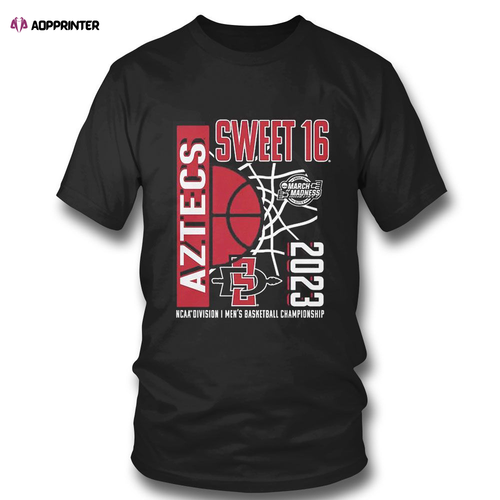 San Diego State Aztecs 2023 Ncaa Mens Basketball Tournament March Madness Sweet 16 T-shirt For Fans