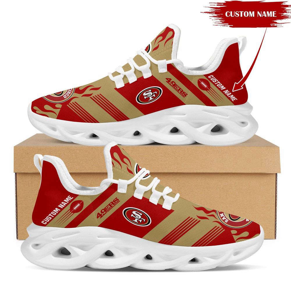 San Francisco 49ers Red Stripe Custom Name 3D Max Soul Sneaker Shoes  Personalized Shoes For Men Women