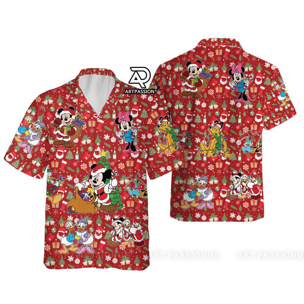 Santa Mickey Hawaiian Shirt, For Men Women, Red Disney Hawaiian Shirts