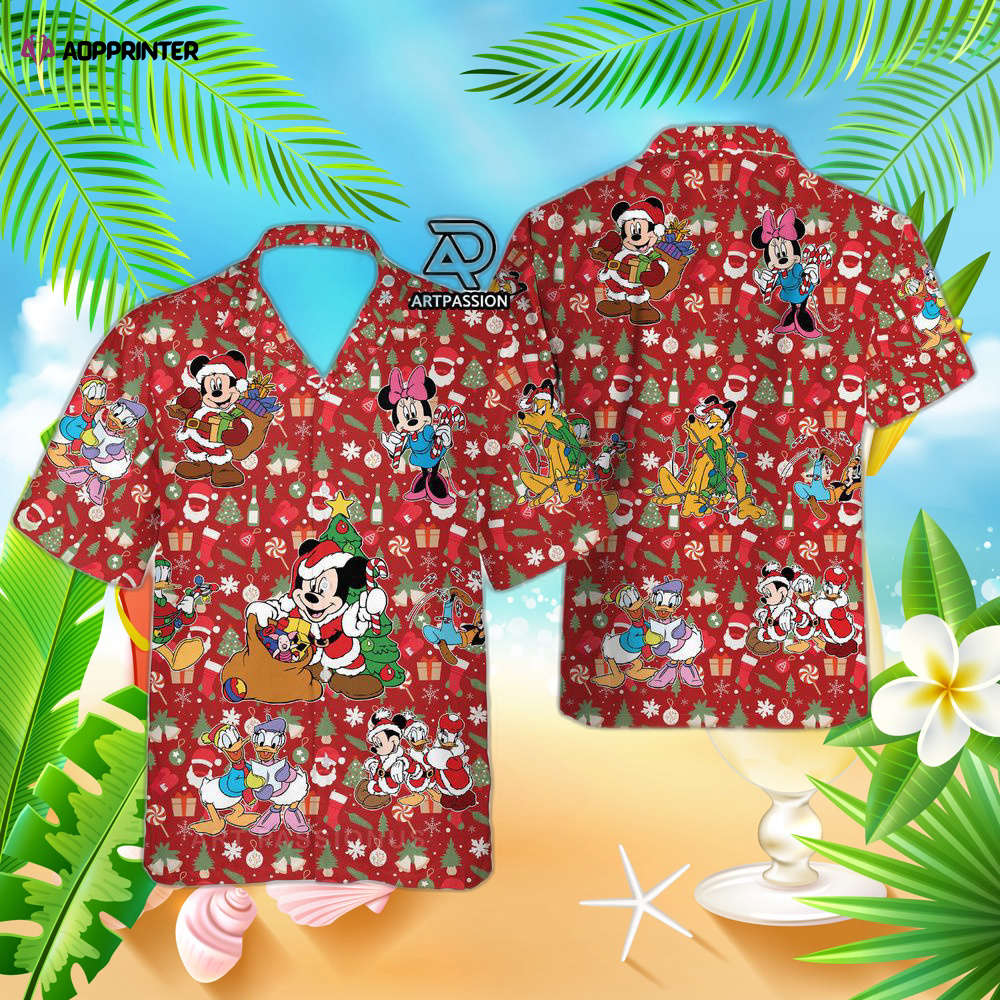 Santa Mickey Hawaiian Shirt, For Men Women, Red Disney Hawaiian Shirts