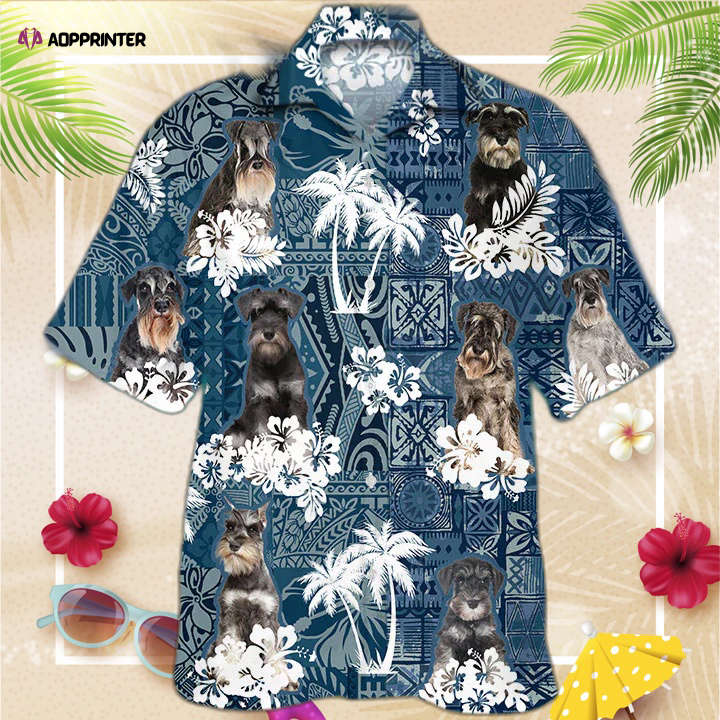 Schnauzer Hawaiian Shirt, Hawaii Shirt vintage Floral Dog, For Men And Women