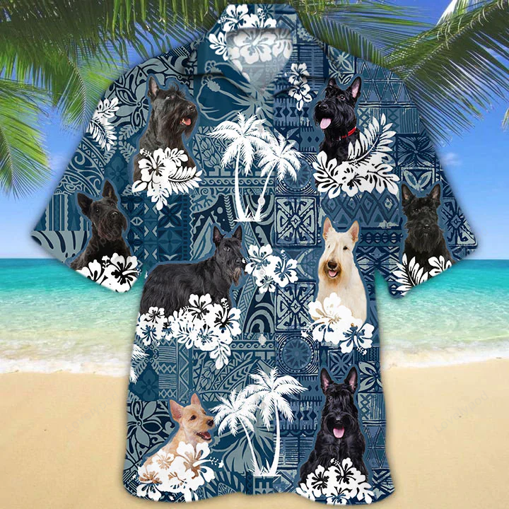 Scottish Terrier Hawaiian Shirt, Gift For Men Women, Flowers Aloha Shirt For Dog Lovers