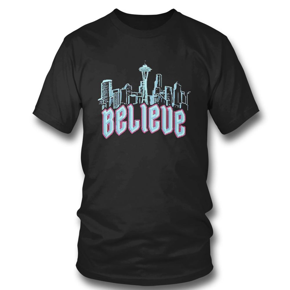 Seattle Kraken Believe Playoff 2023 Skyline T-shirt For Fans