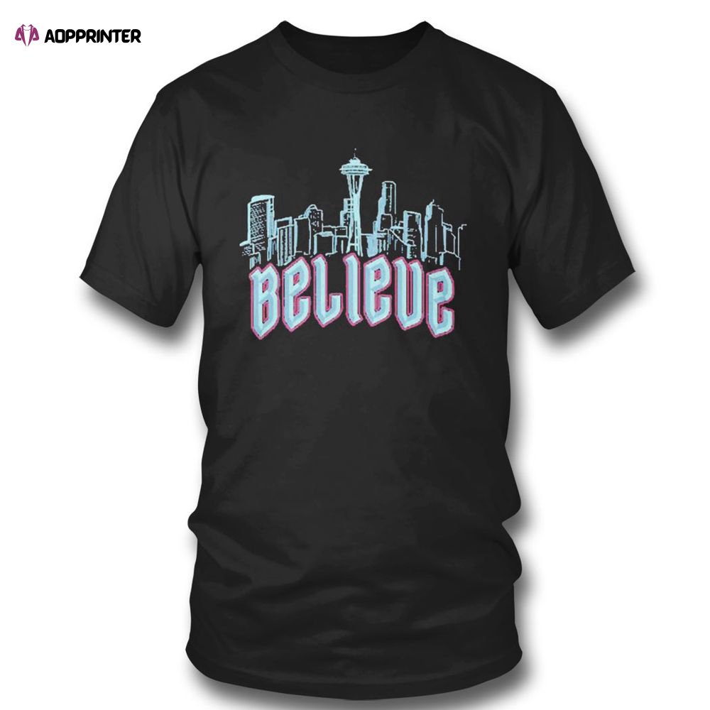 Seattle Kraken Believe Playoff 2023 Skyline T-shirt For Fans