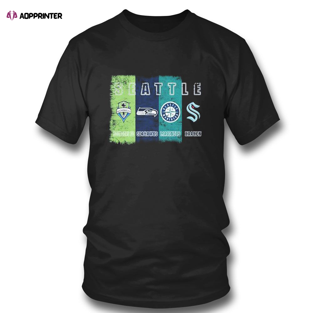 Seattle Sounders Fc Seahawks Mariners Kraken T-shirt For Fans