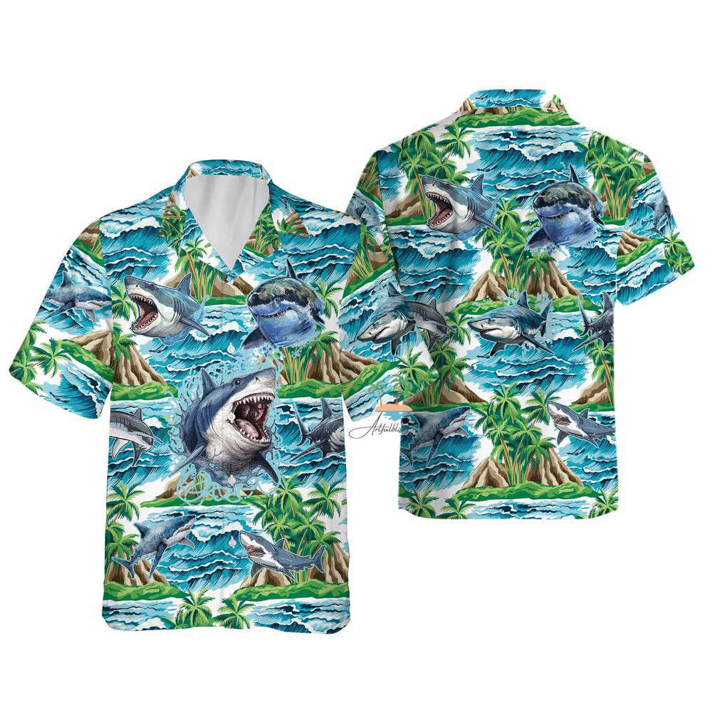 Shark Hawaiian Shirt, Gift For Men And Women, Beach Party Shark Aloha Hawaii Shirt