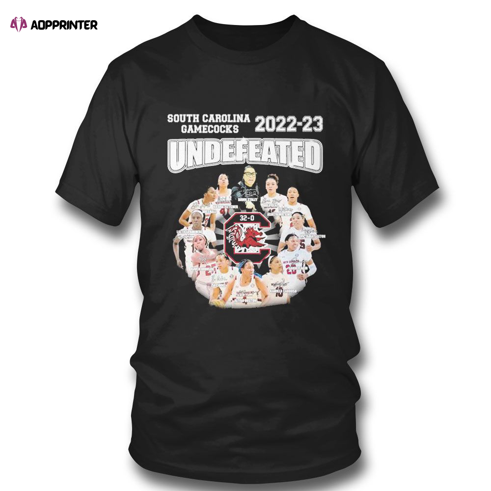 South Carolina Gamecocks 2022 23 Undefeated Dawn Staley Brea Beal Ashlyn Watkins T-shirt For Fans