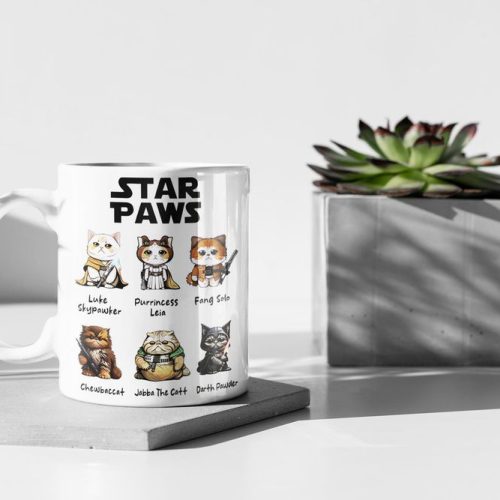 Star Paws Mug, Star Wars Mug, A Purrfect Gift For Star Wars Fans