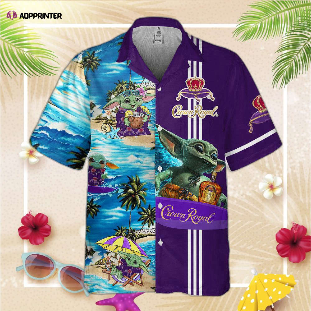 Star Wars Baby Yoda Holding Crown Royal Hawaiian Shirt For Men And Women