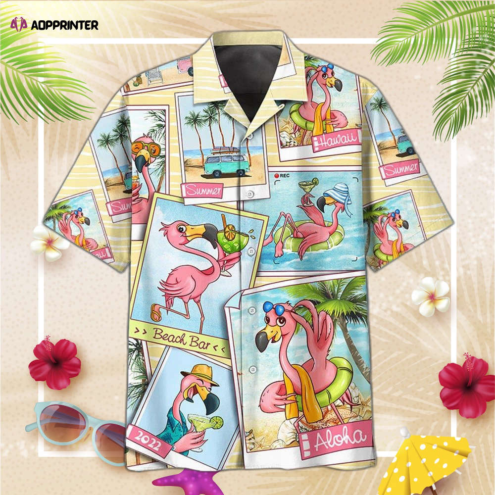 Summer Flamingo Polaroid Photos Hawaiian Shirt, Gift For Men And Women