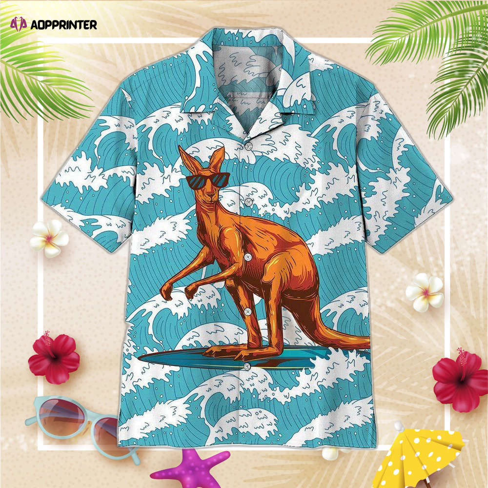 Surfing Kangaroo Custom Hawaiian Shirt, Gift For Men And Women