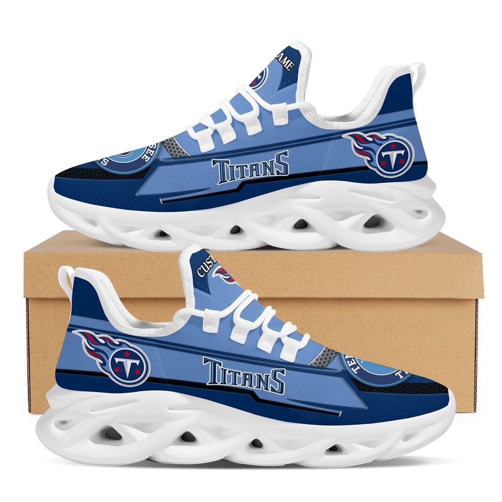 Tennessee Titans Logo Pattern Custom Name Blue 3D Max Soul Sneaker Shoes  Personalized Shoes For Men Women