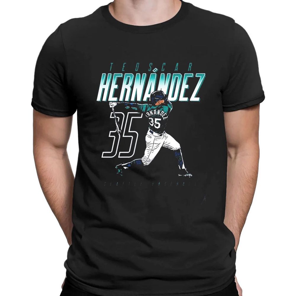 Teoscar Hernandez Swinging Seattle Baseball T-shirt For Fans