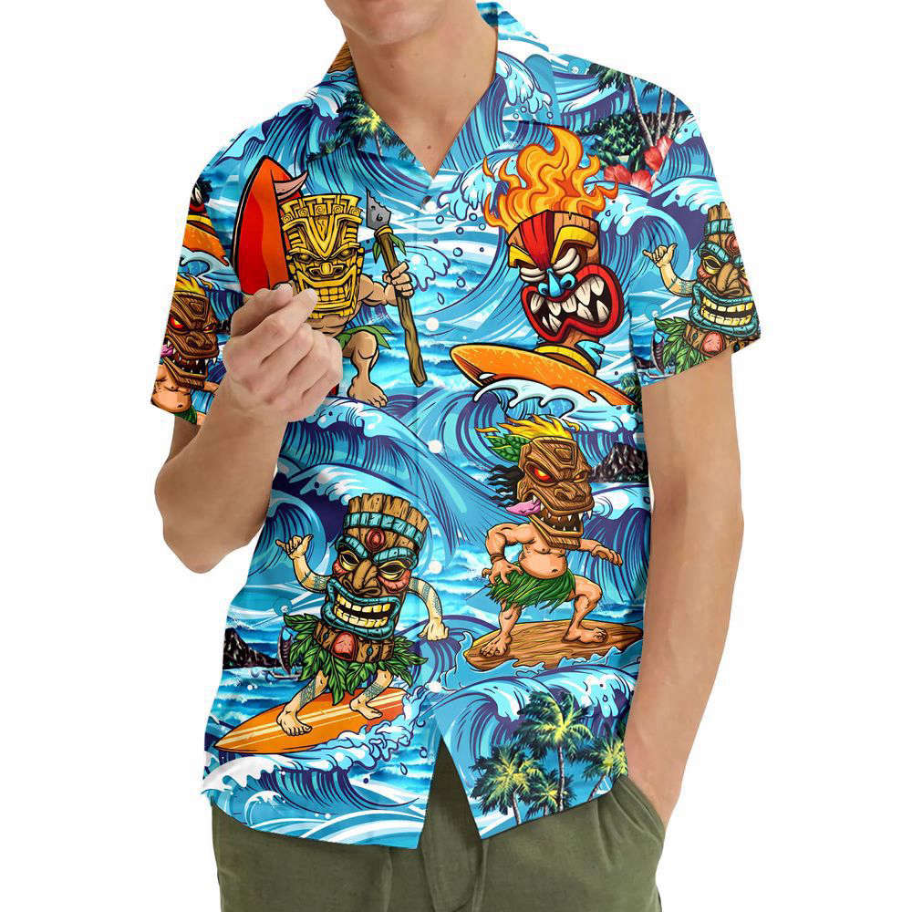 Tropical Surfing Tiki Hawaiian Shirt, Gift For Men And Women