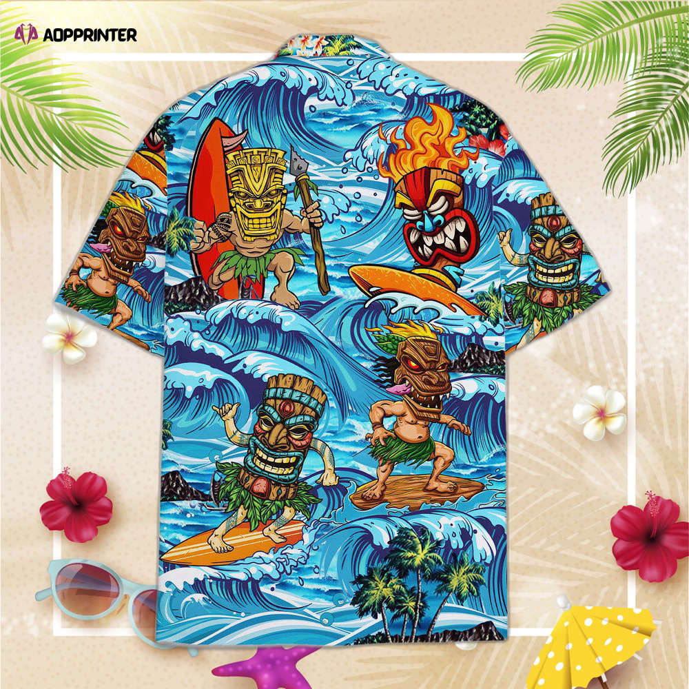 Tropical Surfing Tiki Hawaiian Shirt, Gift For Men And Women