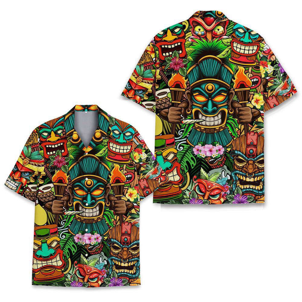 Tropical Tiki Head Hawaiian Shirt, Gift For Men And Women