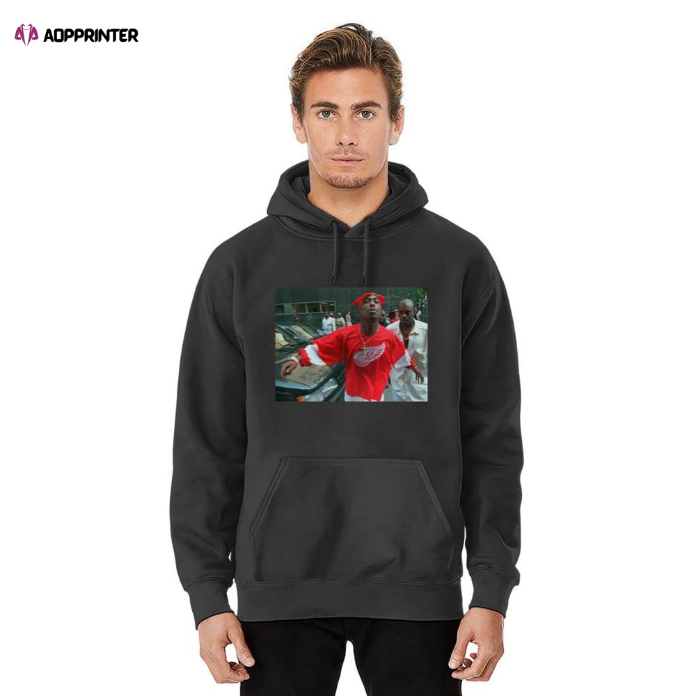 Tupac Shakur 2Pac Wearing Detroit Red Wings Hoodie, Gift For Men And Women