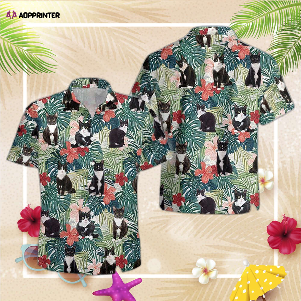 Tuxedo cat Hawaiian Shirt, Gift For Men Women