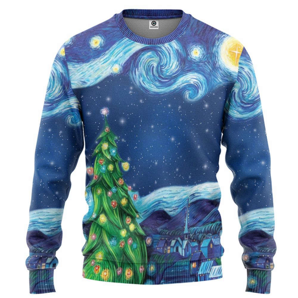 Van Gogh Starry Night Custom Ugly Christmas Sweater