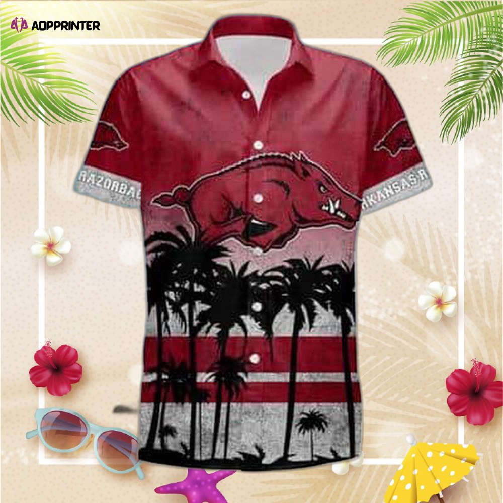 NCAA Arkansas Razorbacks Hawaiian Shirt Tropical Birds And Palm Leaves Beach Lovers Gift