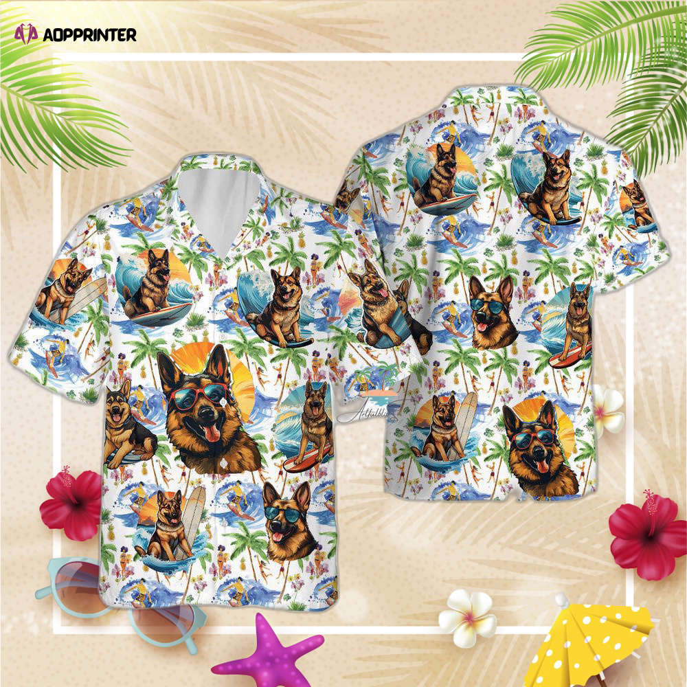 Vintage Beach Time Hawaiian Shirt, Gift For Men And Women, Funny Surfing Dog Aloha Shirts