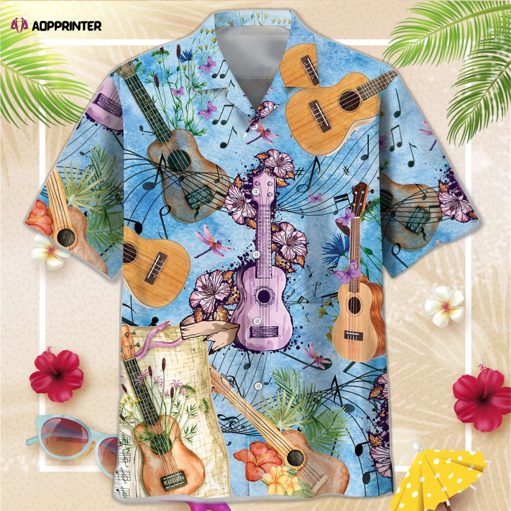 Vintage Ukulele Hawaiian Shirt, Gift For Men Women