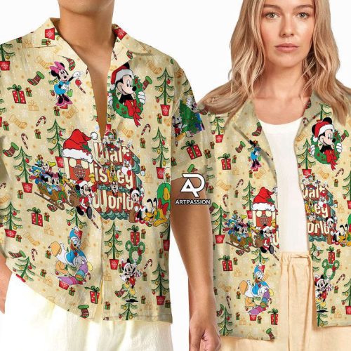 Walt Disney World Christmas Hawaiian Shirt, Mickey Minnie D