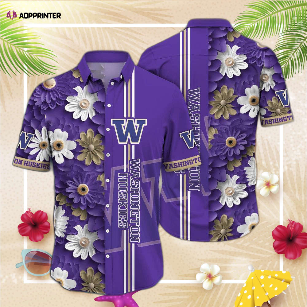 Washington Huskies NCAA1 Flower Hawaii Shirt, Best Gift For Men Women