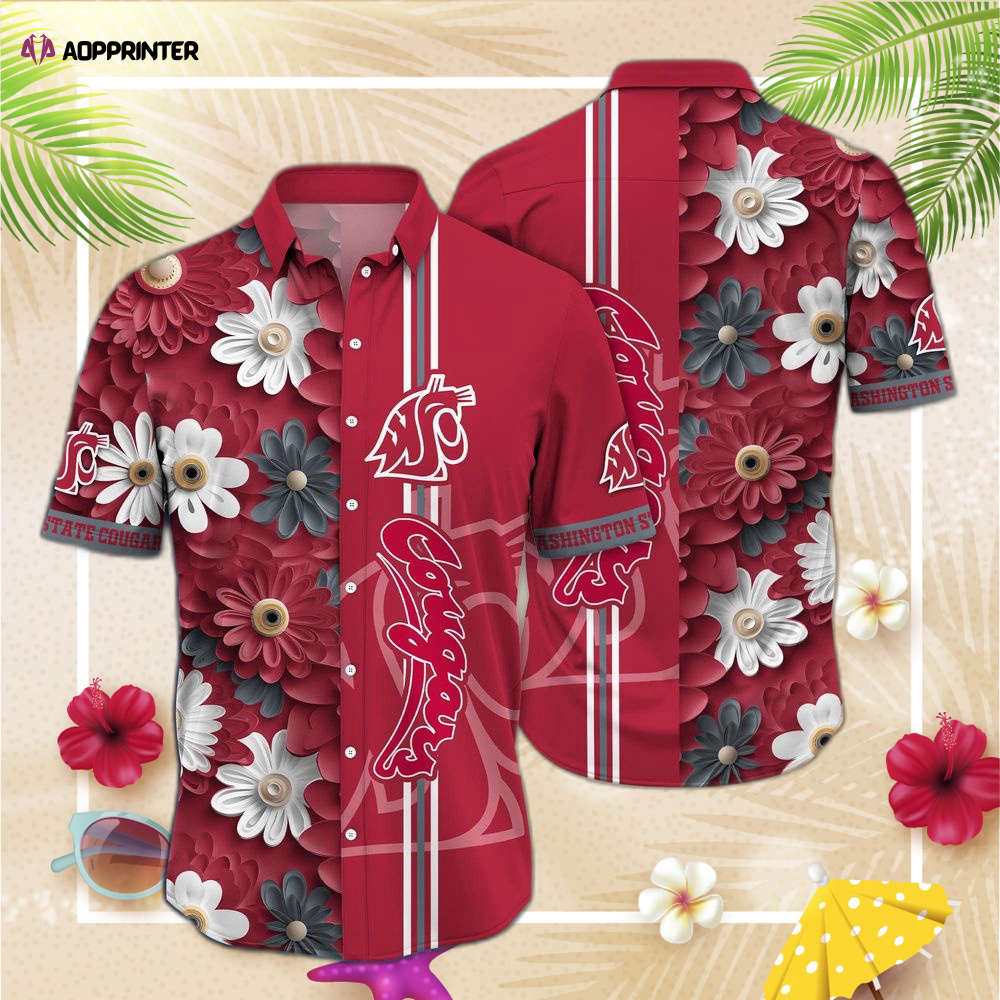 Washington State Cougars NCAA1 Flower Hawaii Shirt, Best Gift For Men Women