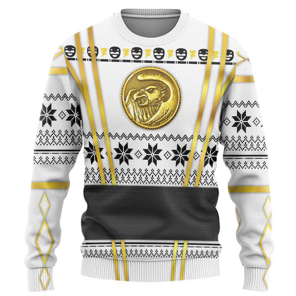 White Ninja Mighty Morphin Power Rangers Custom  Ugly Sweater, Gift For Men And Women