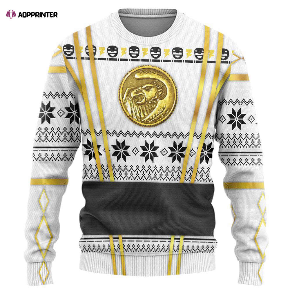 White Ninja Mighty Morphin Power Rangers Custom  Ugly Sweater, Gift For Men And Women