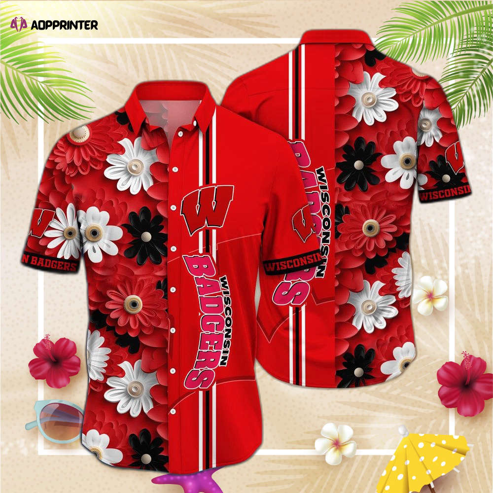 Wisconsin Badgers NCAA1 Flower Hawaii Shirt, Best Gift For Men Women