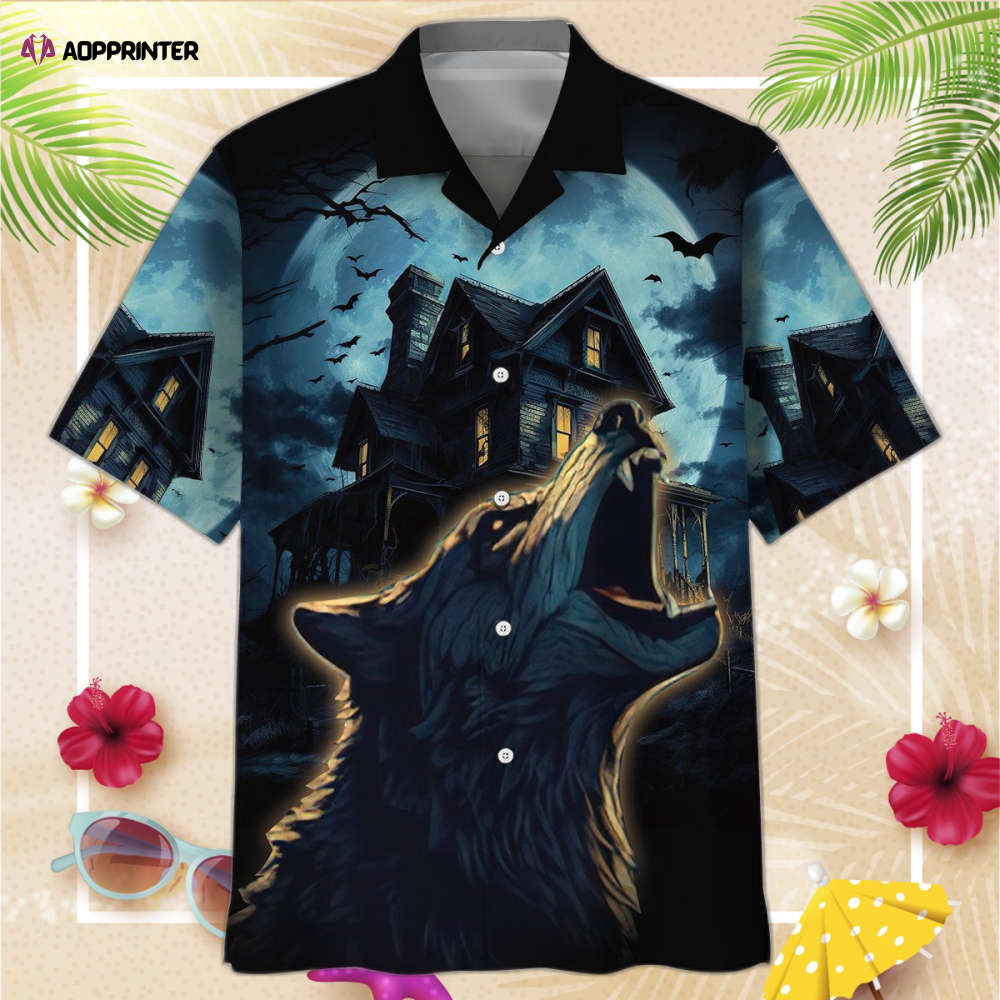 Wolf In A Full Moon Horror Night Hawaiian Shirt, Gift For Men Women