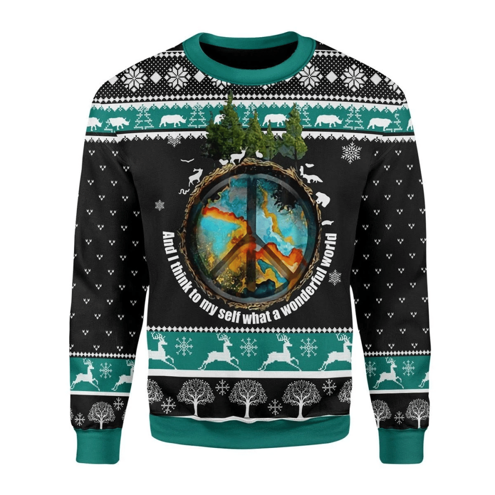 Wonderful World Ugly Christmas Sweater: All-Over Print Sweatshirt – Perfect Gift for Men & Women