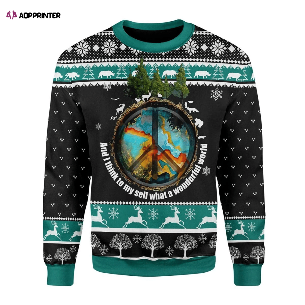 Wonderful World Ugly Christmas Sweater: All-Over Print Sweatshirt – Perfect Gift for Men & Women