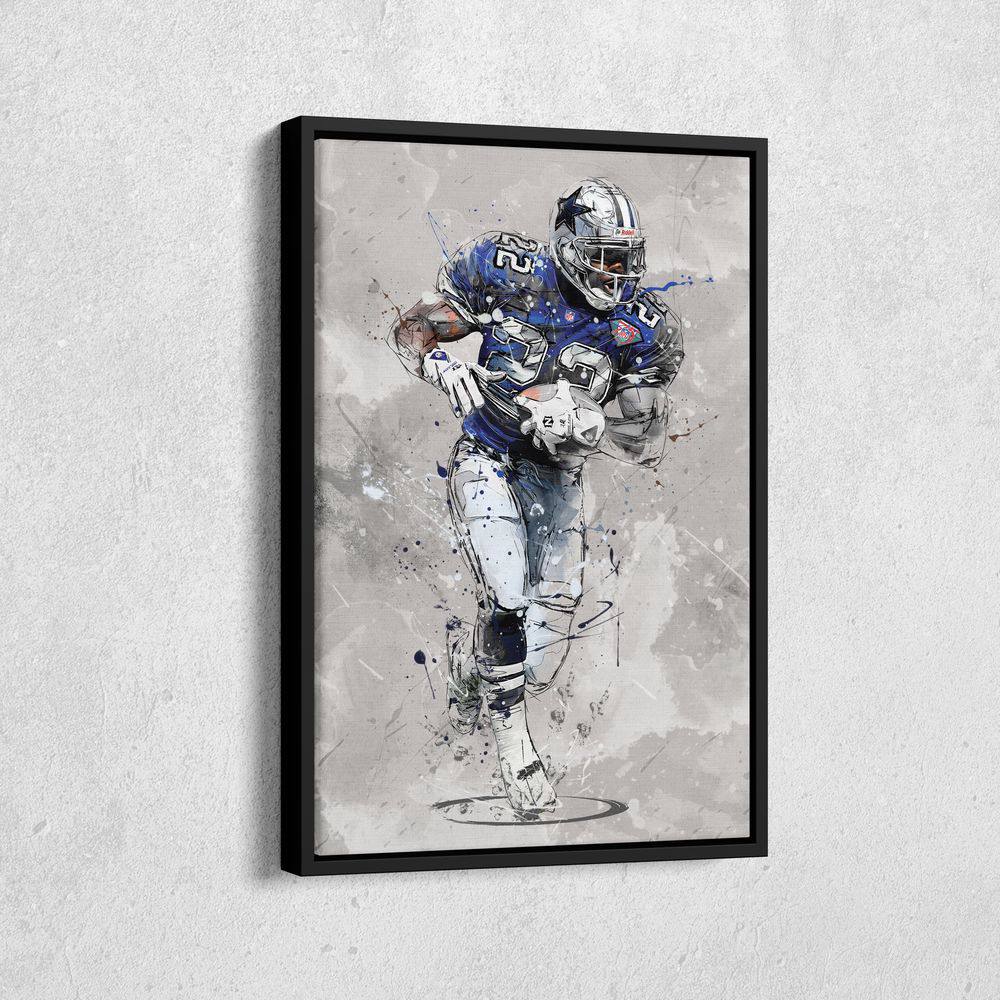 Emmitt Smith Poster Dallas Cowboys NFL Canvas Wall Art Home Decor Framed Poster Man Cave Gift