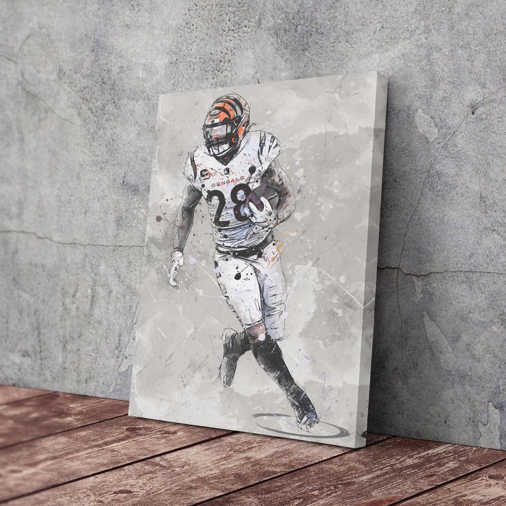 Joe Mixon Poster Cincinnati Bengals NFL Canvas Wall Art Home Decor Framed Poster Man Cave Gift
